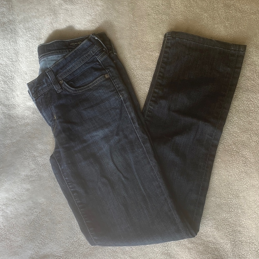 Citizens of Humanity dark wash jeans.